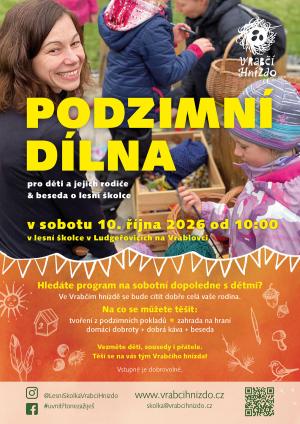 Plakát - podzimní dílna v LMŠ Vrabčí hnízdo